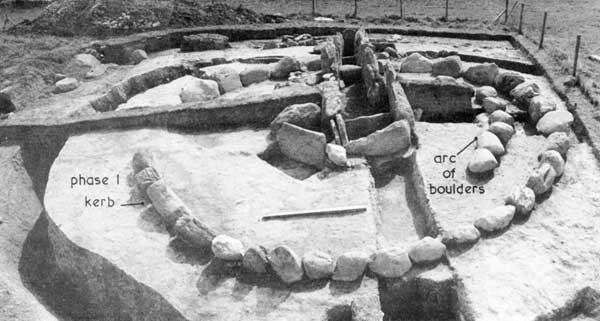 Excavation of Site K beside Newgrange in 1966.