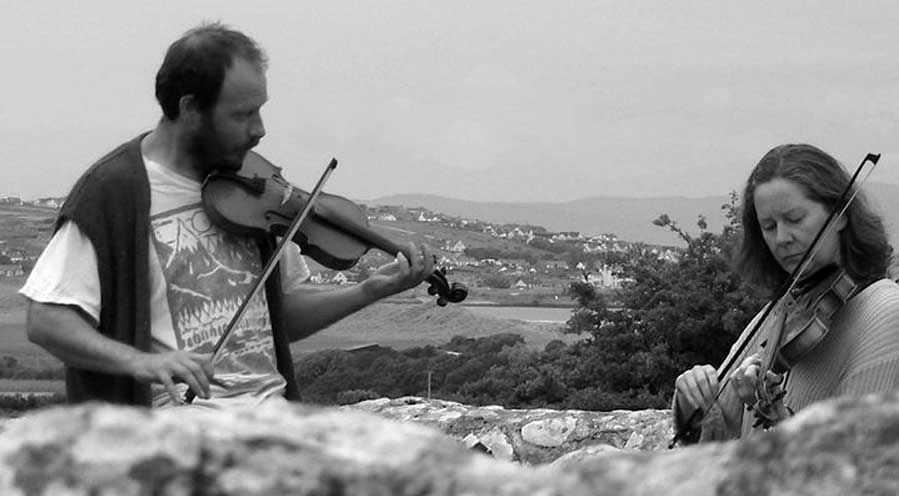 Playing the fiddle at Creevykeel.
