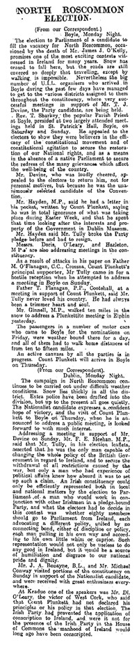Count Plunkett, North Roscommon, 1917