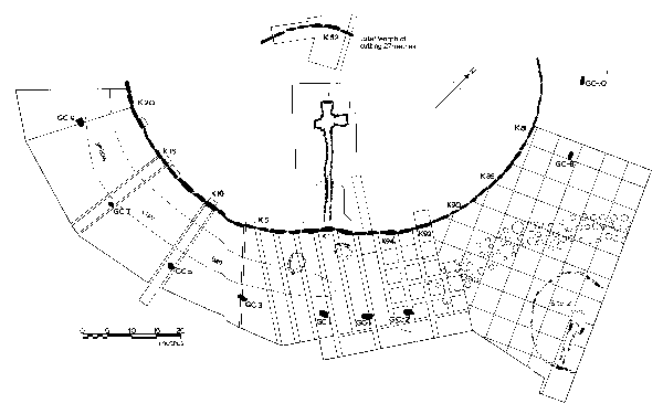 Plan of the excavation from the book Newgrange by Michael O'Kelly.