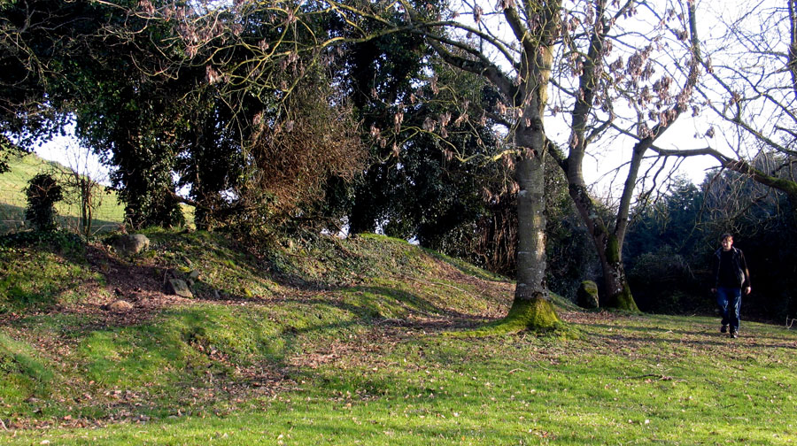 The buried entrance to the north chamber  at  Dowth.