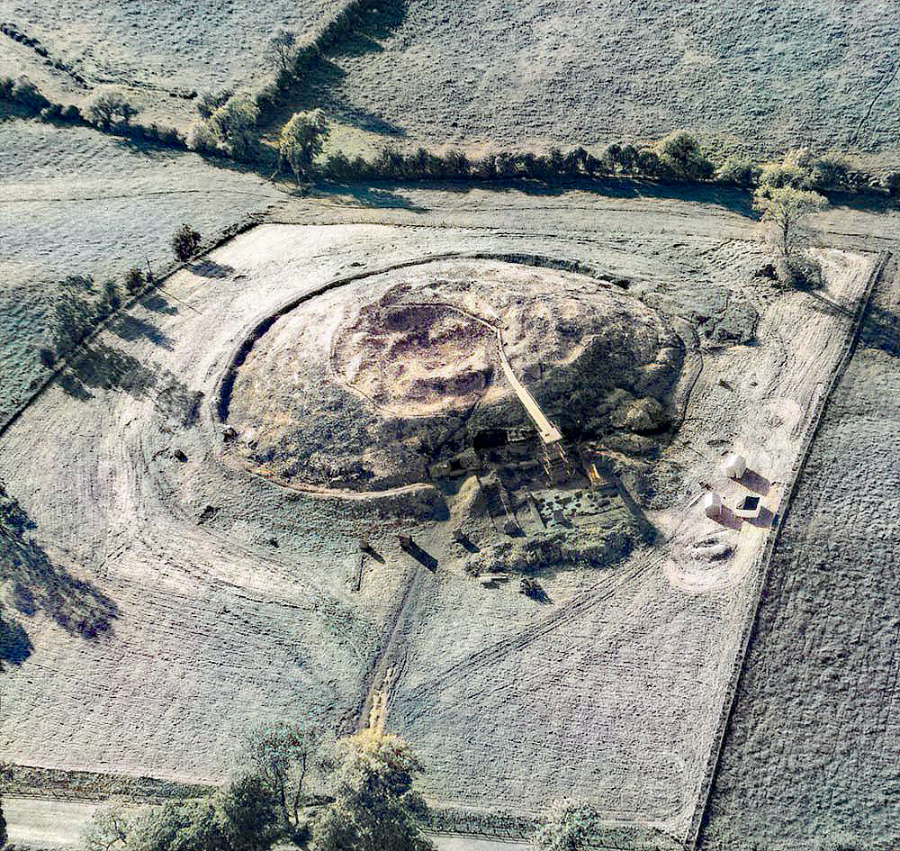 Aerial photo of Newgrange taken during excavations.