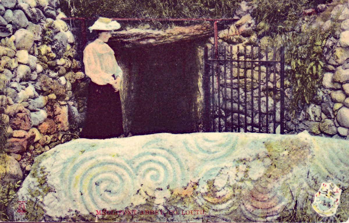 A postcard of Mrs. Ann Hickey, who was the tour guide at Newgrange for sixty years, dating to 1910.