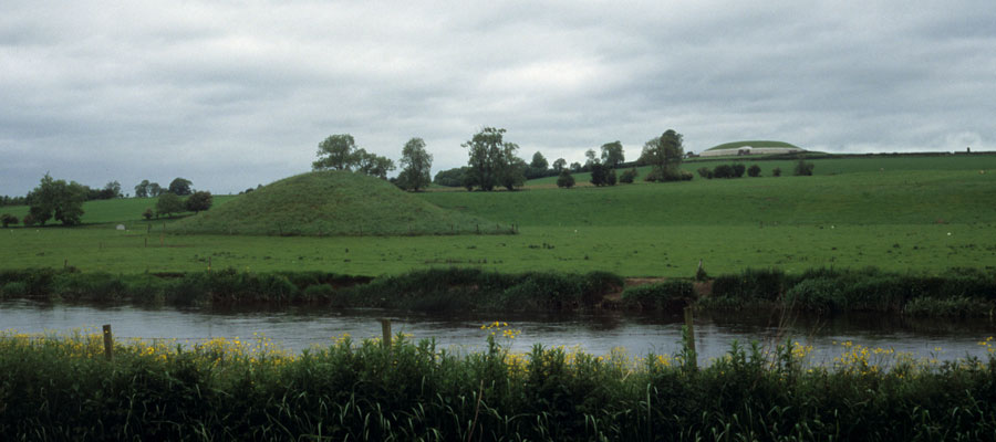 Newgrange from the banks of the Boyne.