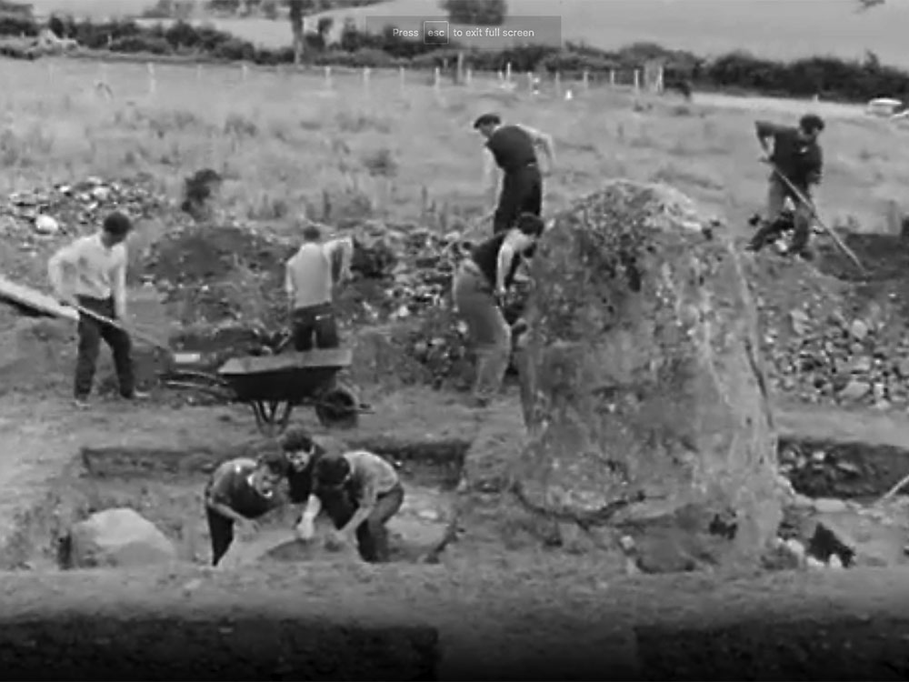 Excavations at Newgrange in 1962.