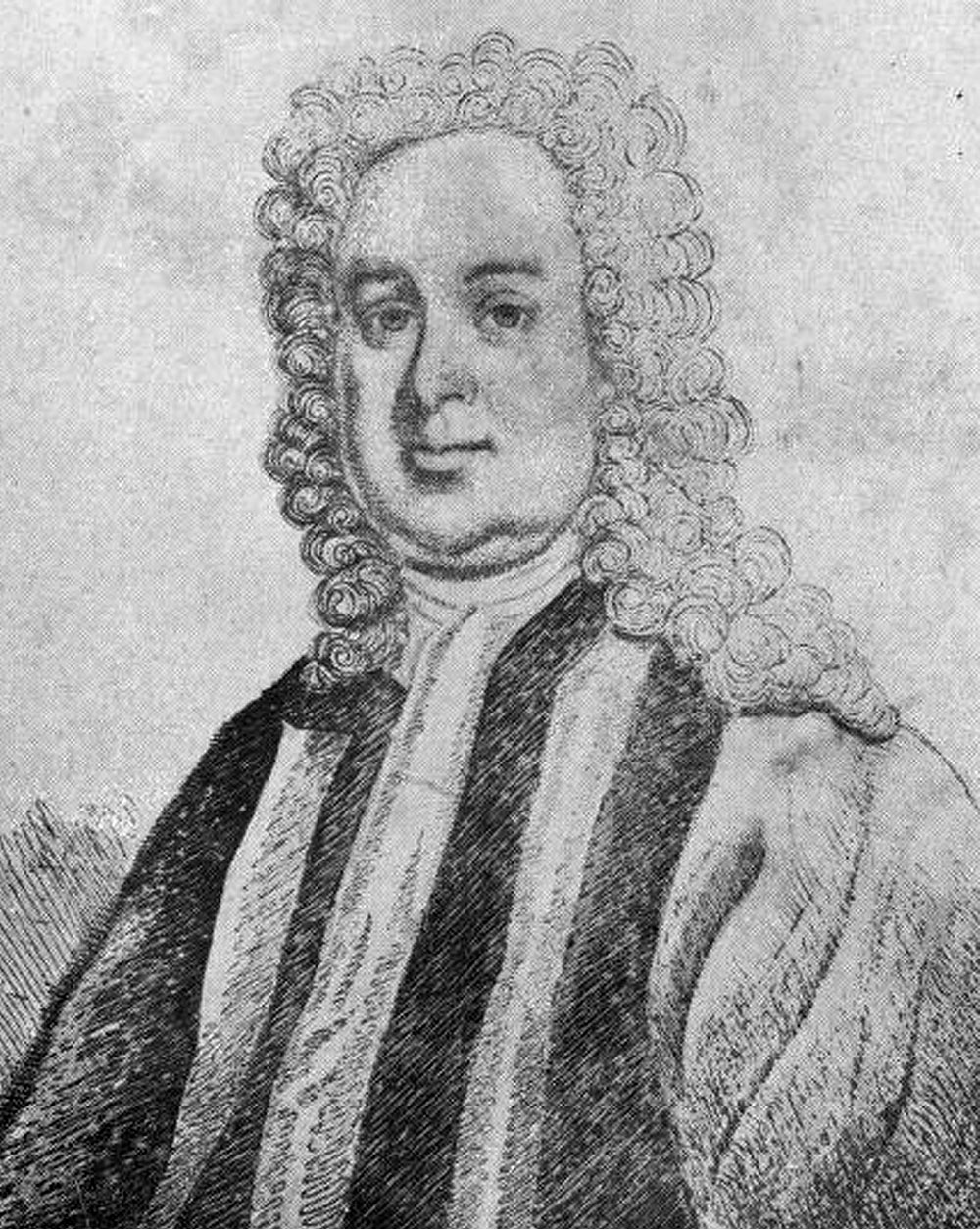 A portrait of Edward Lhuyd, (1660 - 1709), a pioneering linguist and Keeper of the Ashmolean Museum in Oxford.