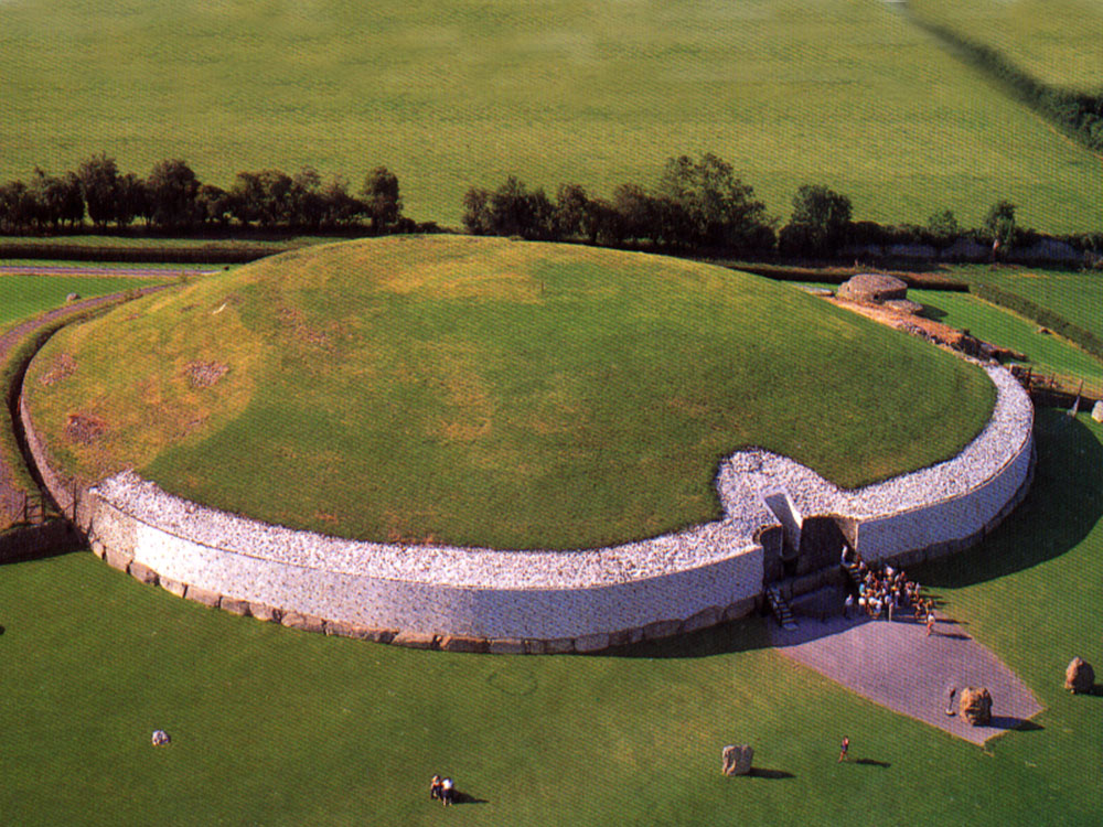 Newgrange from the air; an old Bord Failte postcard.