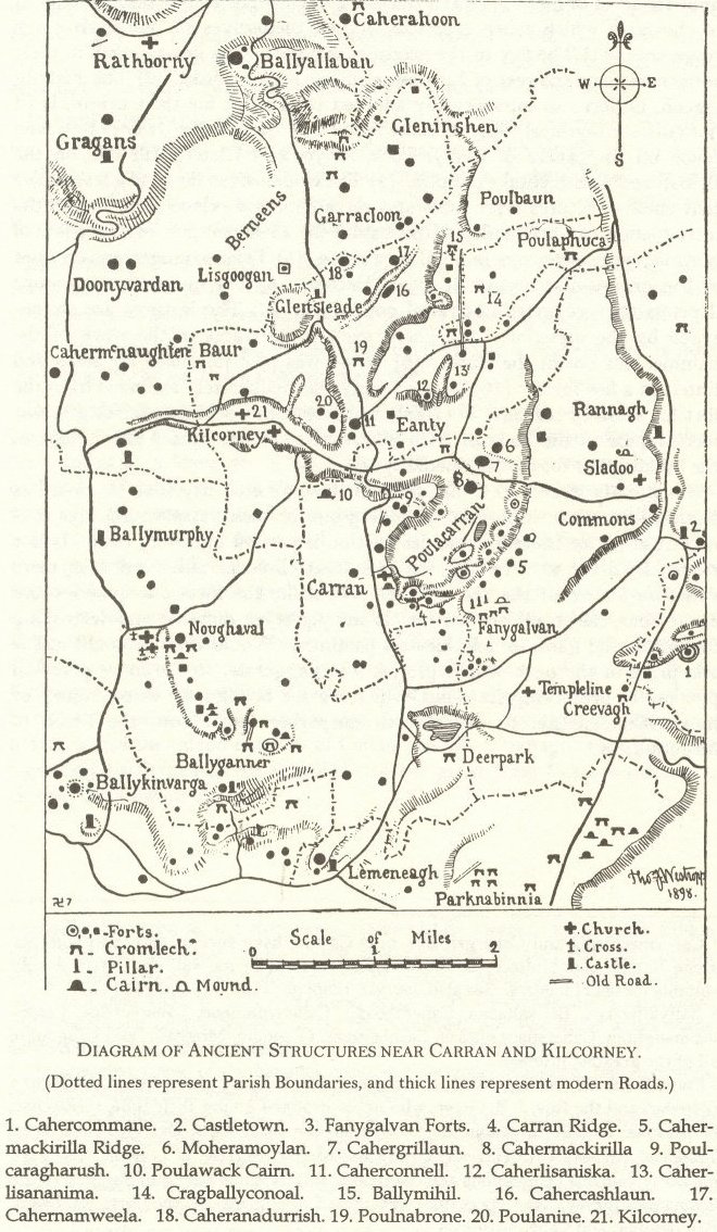 A map of the main central area of the Burren.