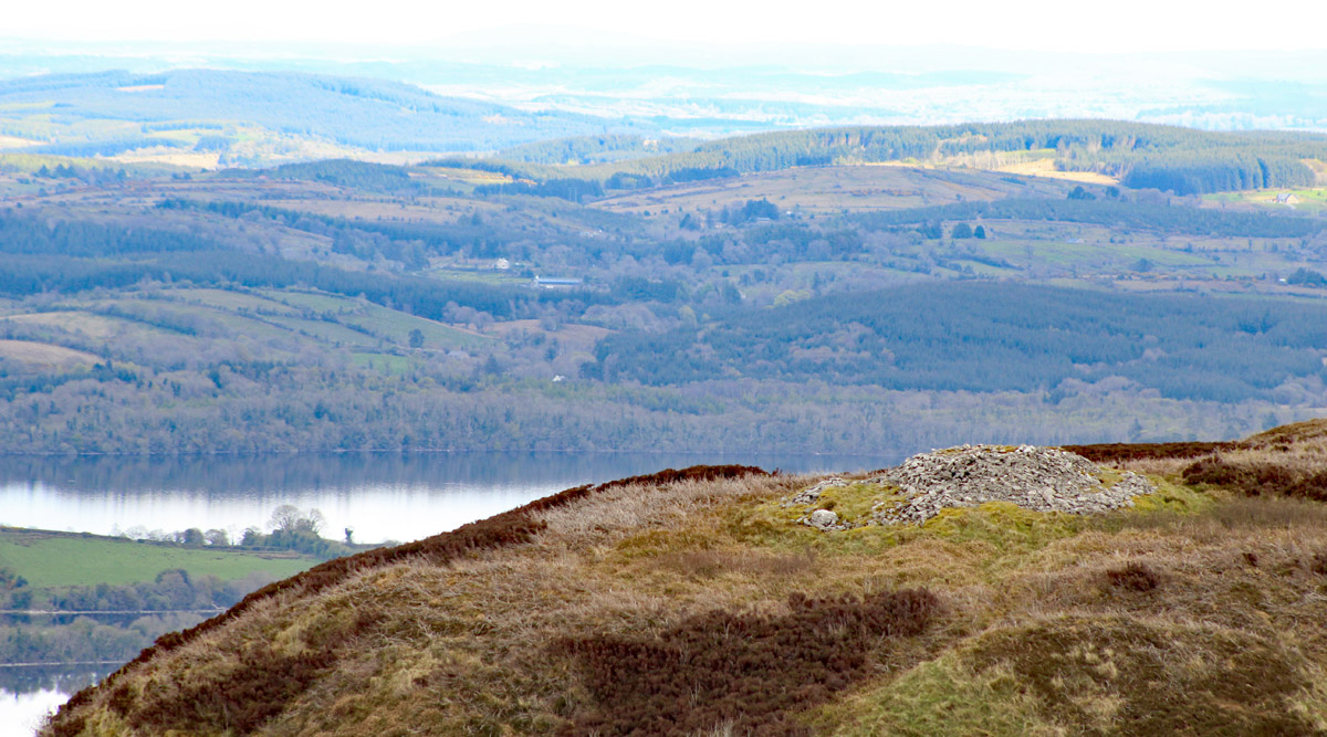 The view of Cairn O and the land across Lough Arrow.