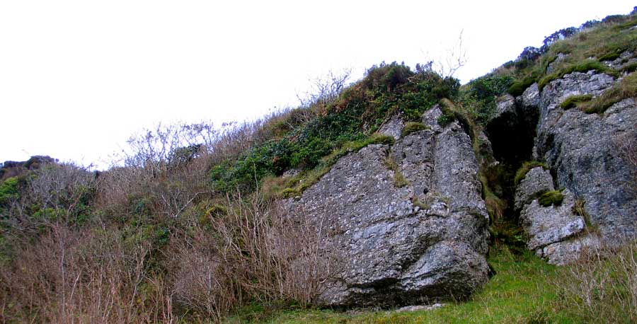 A cave in the side of Skien Hill at Carricknahorna to the south of Carrowkeel.