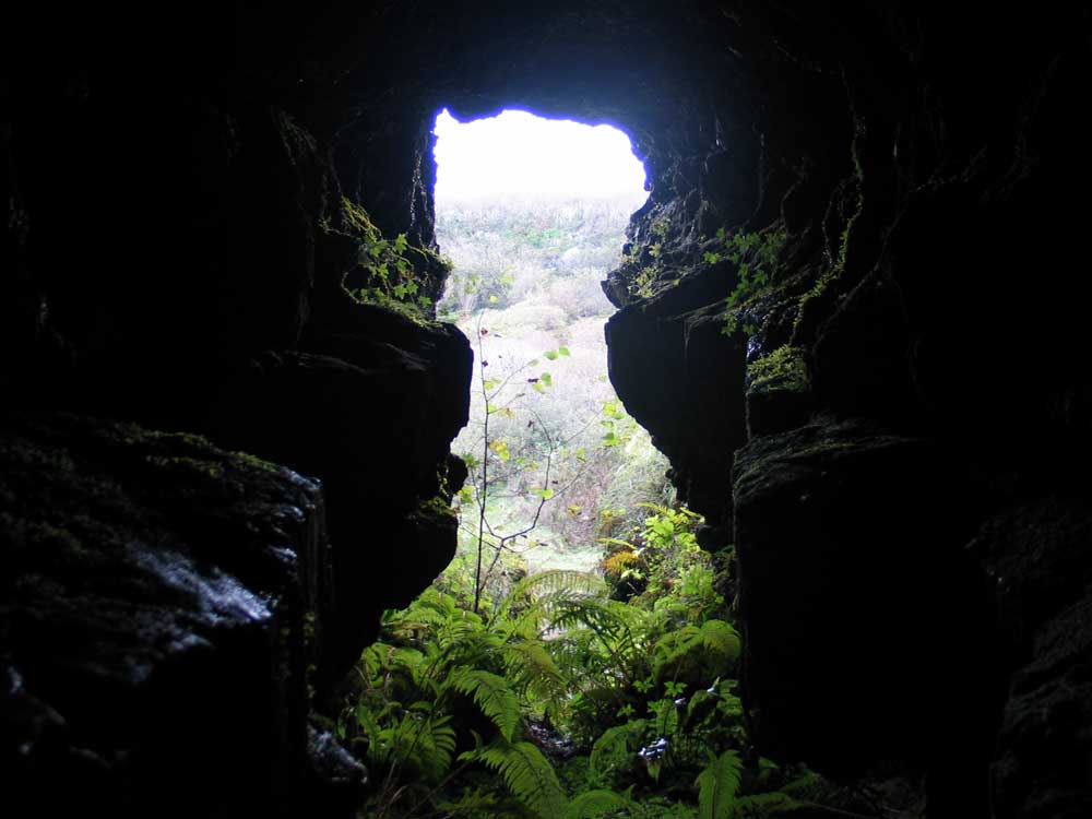 The view out from the cave at Carricknahorna.