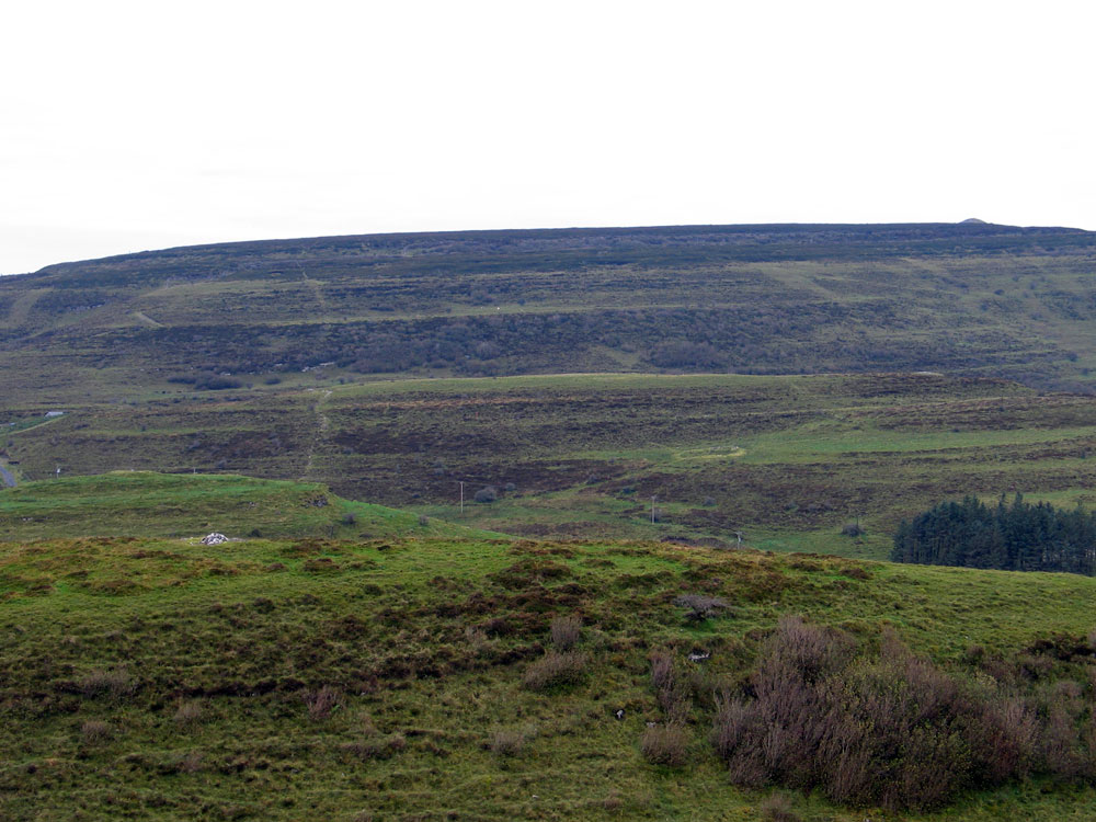 View from Treanmacmurtagh Cairn: unnamed, Sheecor, Treanmor and Kesh Cairn.