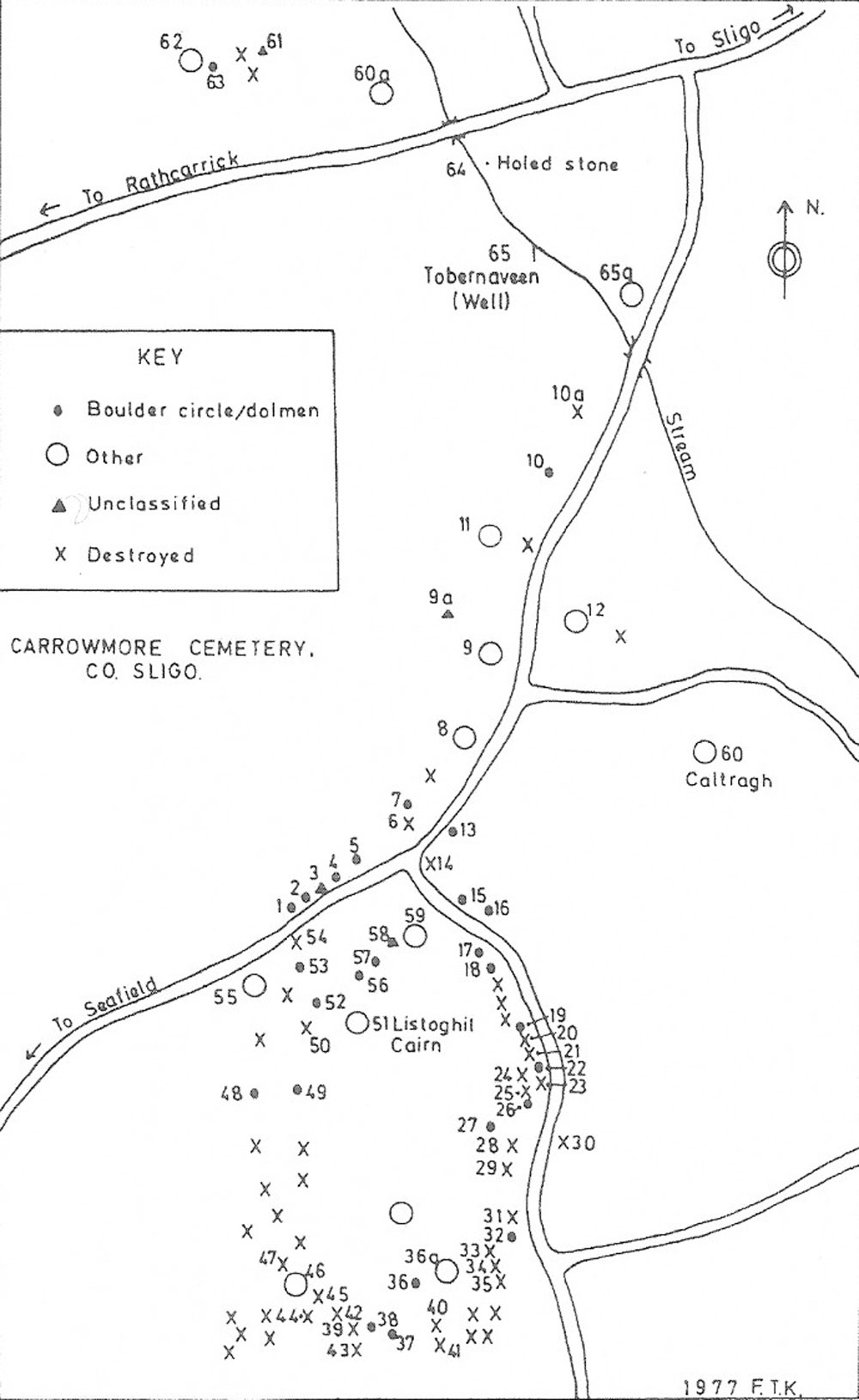 A 1977 map of Carrowmore.