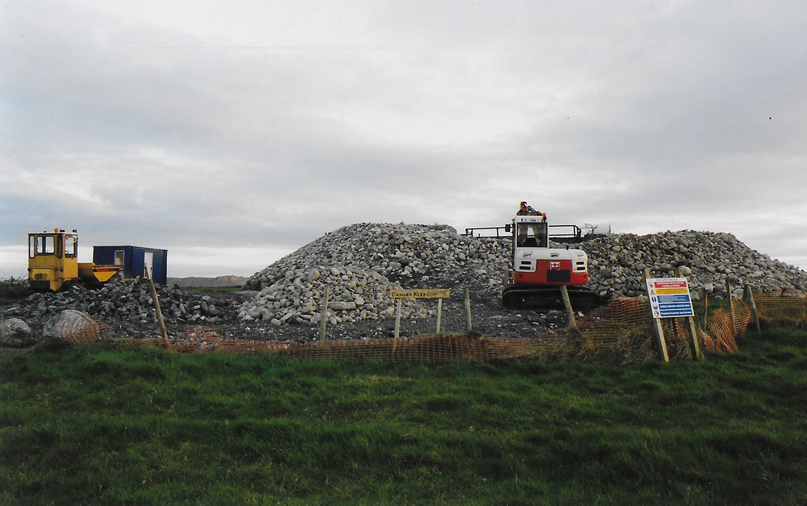 The OPW reconstructing the cairn at Listoghil in Carrowmore.