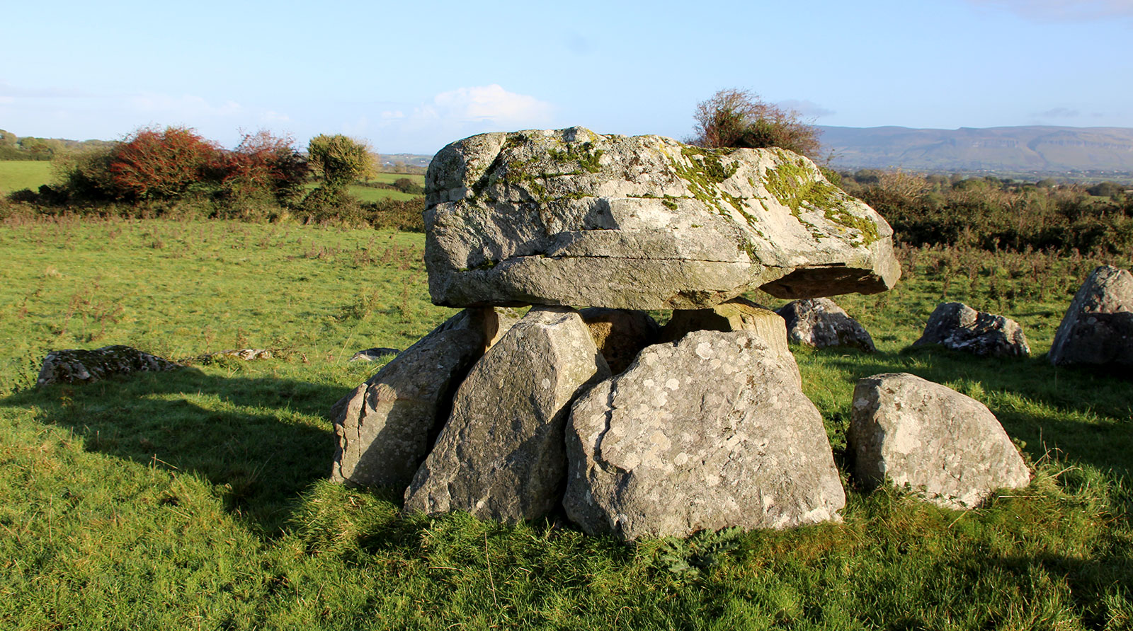 The Kissing Stone, Monument Number 7 at Carrowmore. The Carrowmore circles were long thought to contain the remains of warriors s;ain during the Second Battle of Moytura.