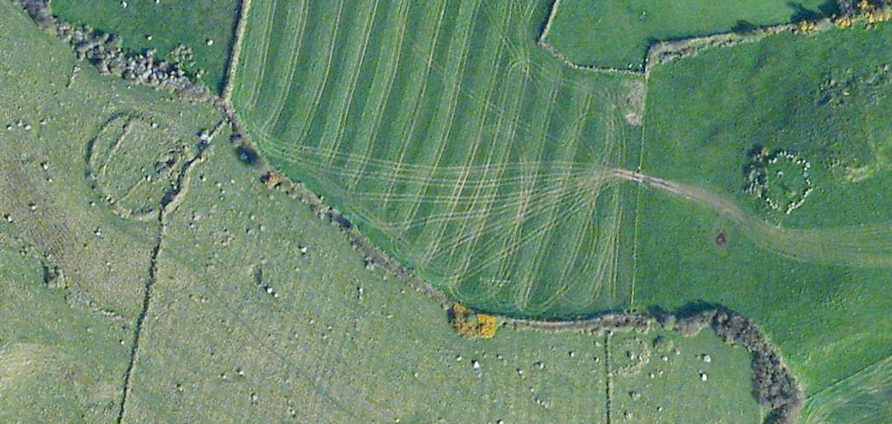 Aerial view of Circles 36 and 37 at Carrowmore.