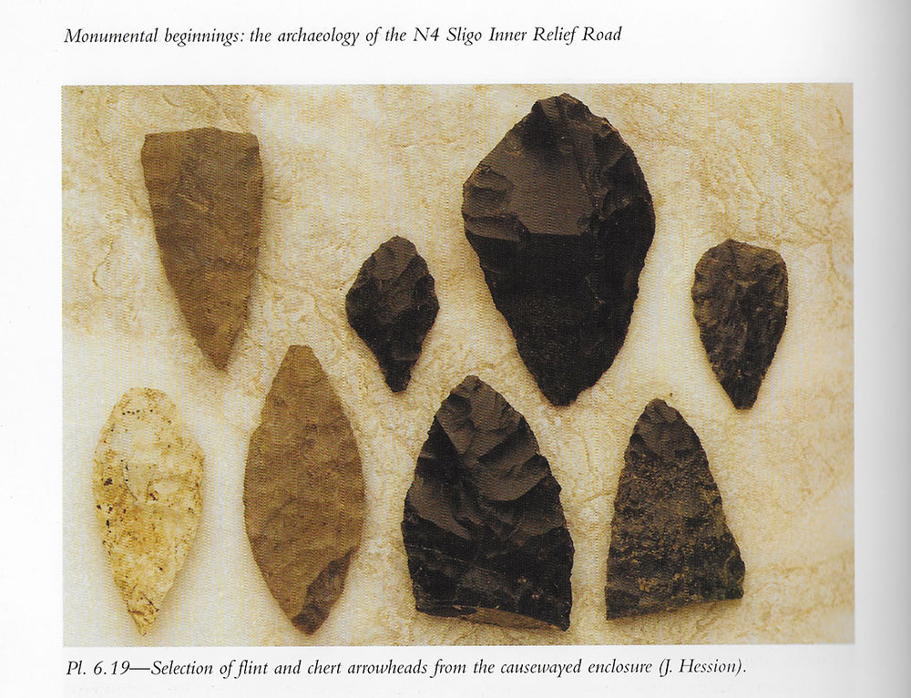 A selection of chert artifacts found in the causewayed enclosure at Magheraboy. Similar chert artifacts were found in the chamber at Primrosegrange.