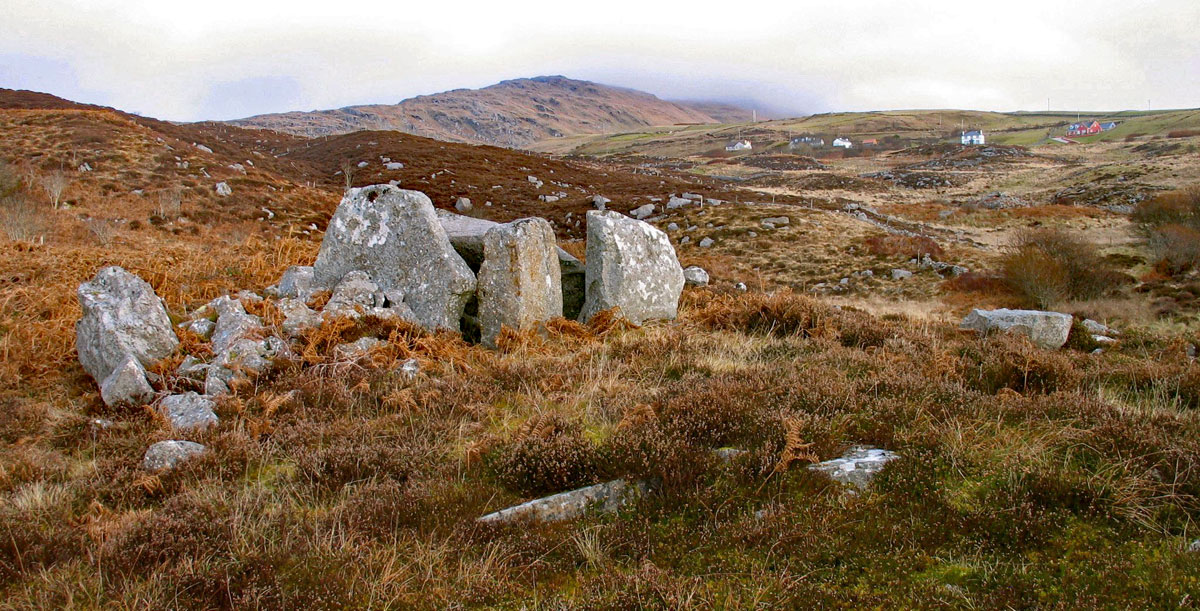 The cist or external chamber built into the west arm of the court at Croaghbeg court tomb.