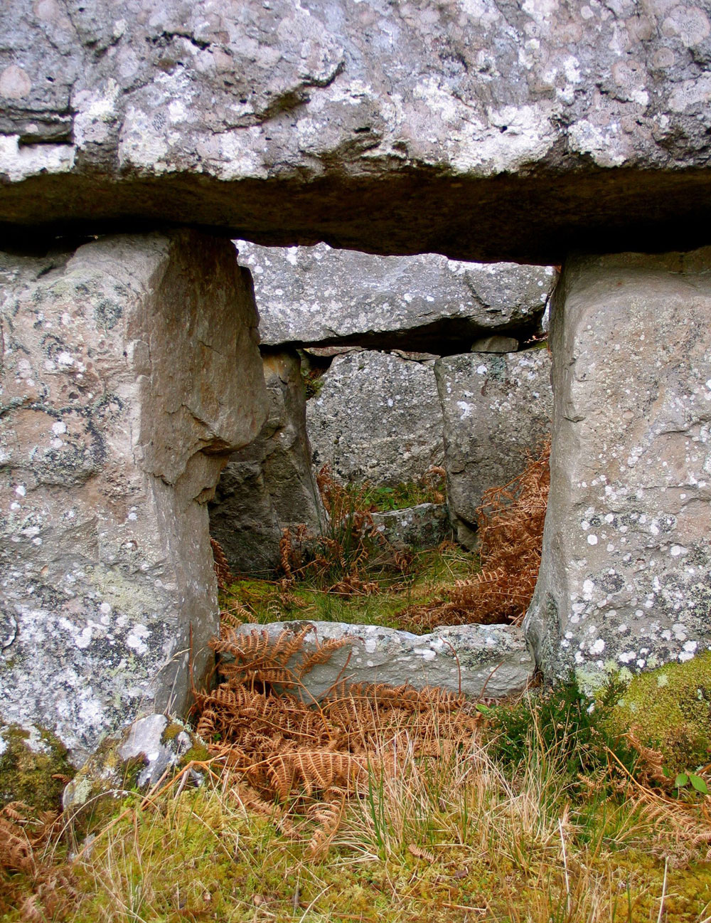 The view into the chamber of Croaghbeg through the entry jambs and portal.