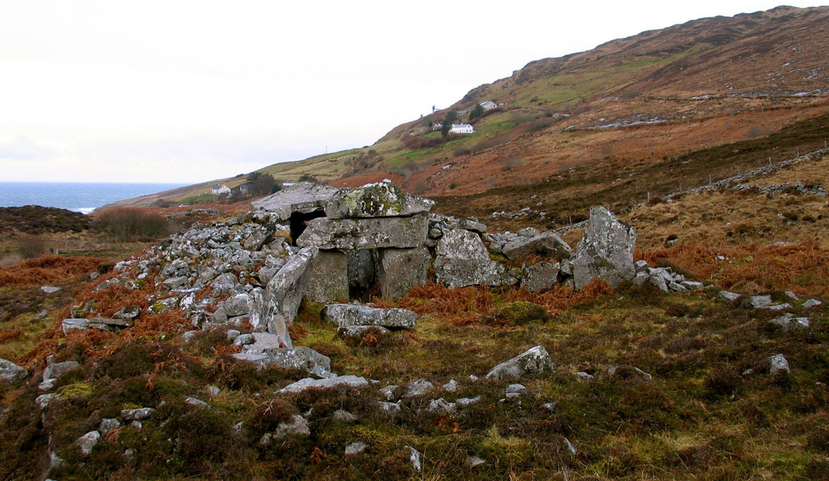 The impressively well-preserved court cairn at Shalwy in County Donegal. 