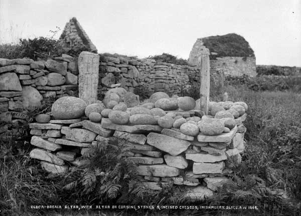 Inishmurray's famous Cursing Stones from around 1900.
