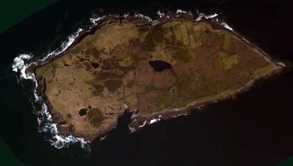 Inishmurray from above; image Bing Maps.
