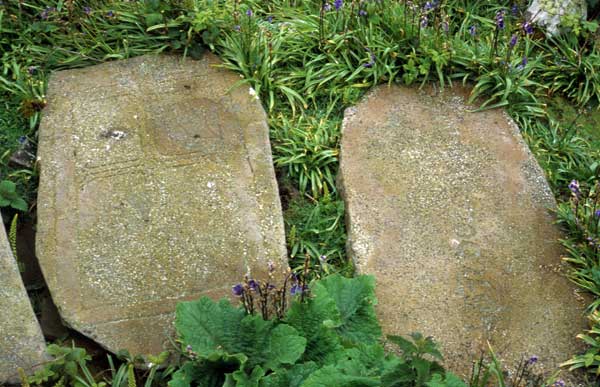 Inscribed 
        grave slabs in the Cashel.