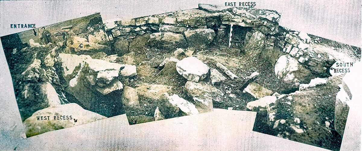 The chamber at Fourknocks during the excavation in 1950.