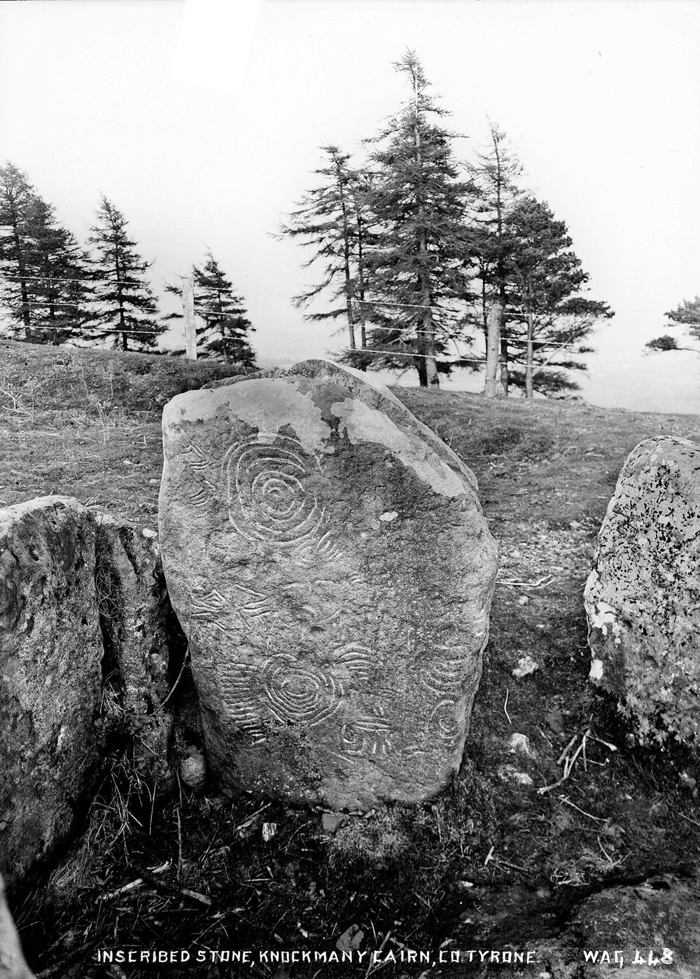 Passage-grave art at Knockmany in County Tyrone, photographed by William A. Green.