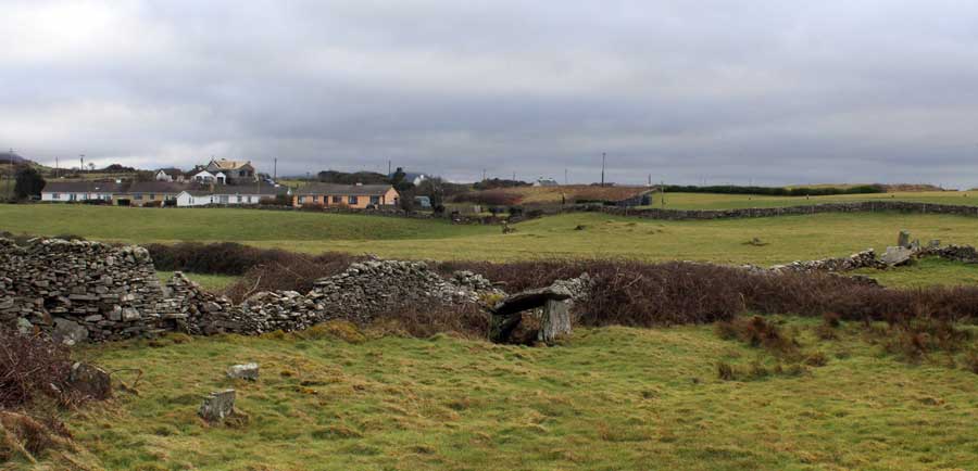 A ruined megalithic monument at Tullaghan.