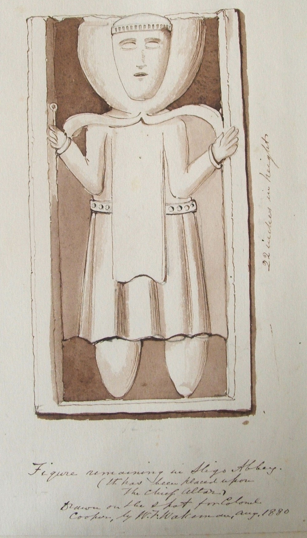 A carving of Saint Domonic, the founder of the Dominican Order of Preaching Friars, which stood on the High Altar of Sligo Abbey for many years, but now stands in the south-west corner of the cloister.