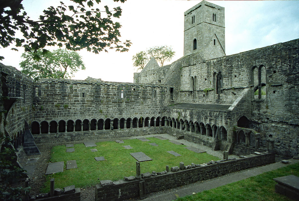 The cloister and bell tower of the Dominican Friary in Sligo.