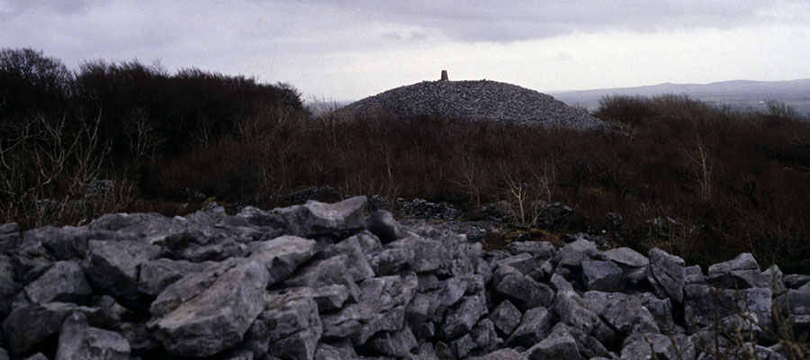 The great neolithic cairn on the summit of Knockma near Tuam in County Galway.