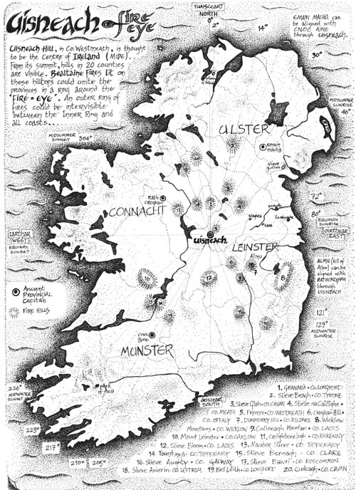 Map by Brendan Farren, 1995, based on 'Mythical Ireland' by Michael Dames.