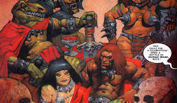 Formorian warriors by Simon Bisley from 2000 AD's graphic novel, Slaine - the Horned God.
