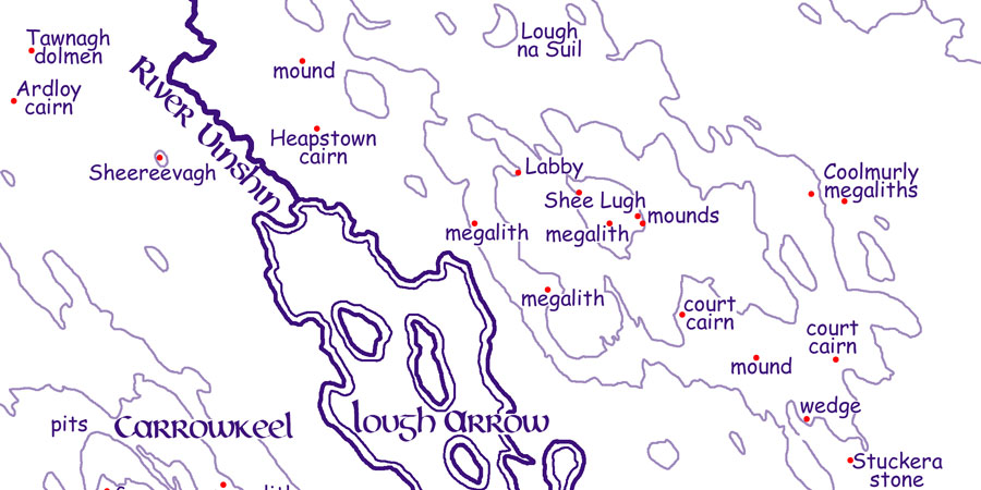 A map of the main group of neolithic monuments at Moytura