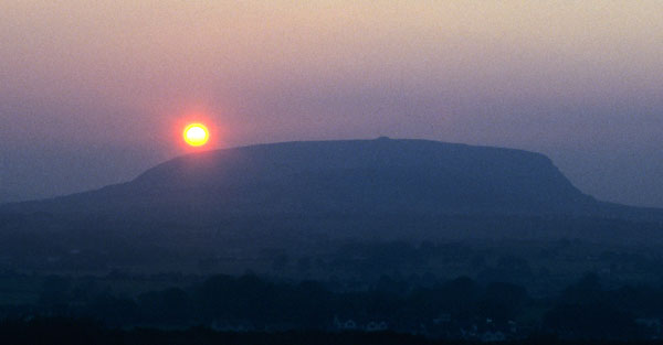 Equinox sun setting over Knocknarea.