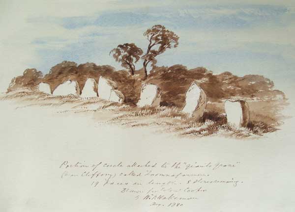 William Wakeman's 1880 watercolour of the megalith in Cartronplank called Toomnafoirmoire.