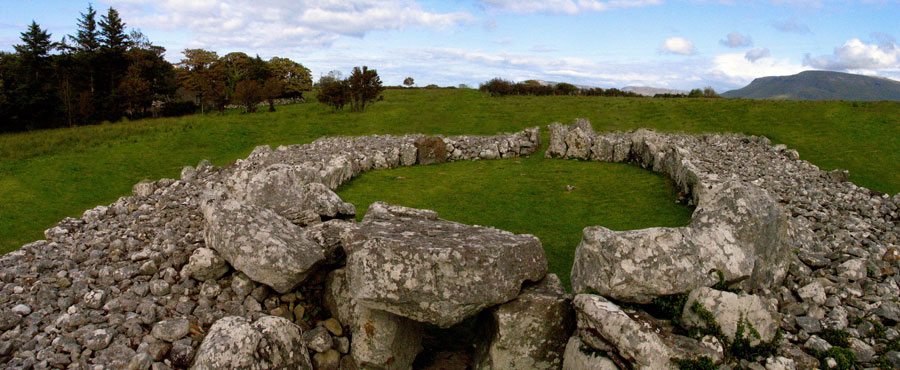The huge central court cairn at Creevykeel