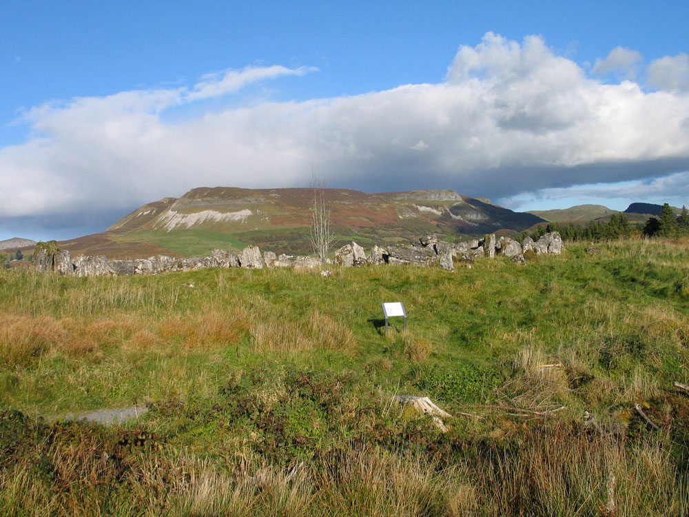 The Deerpark  court cairn showing its position in the landscape. 