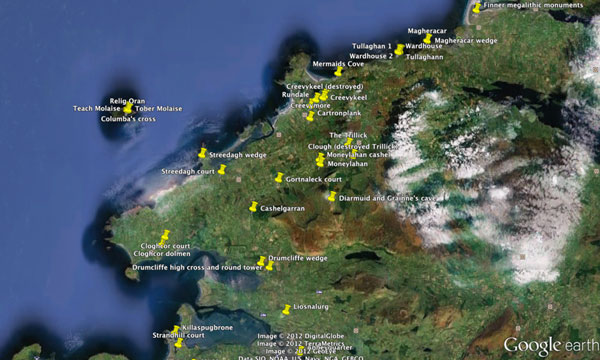Google map of monuments near Cliffoney.