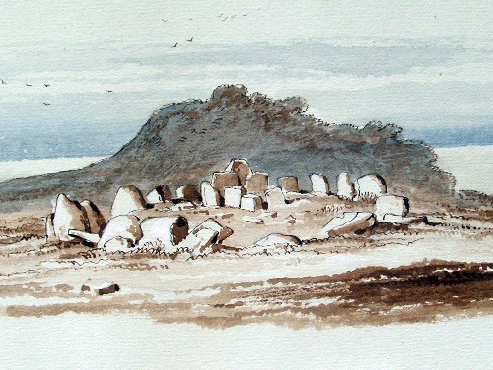 William Wakeman's beautiful watercolour of the court cairn at Streedagh from 1880. 