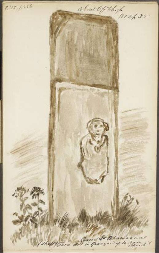 Du Noyer's illustration of the carving on what he called St. Adomhnan's Cross at Tara.